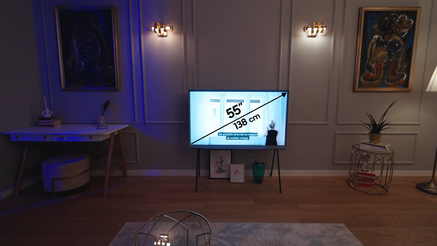 cum sa alegi un televizor dimensiuni diagonala samsung the serif in living cozy culori neutre