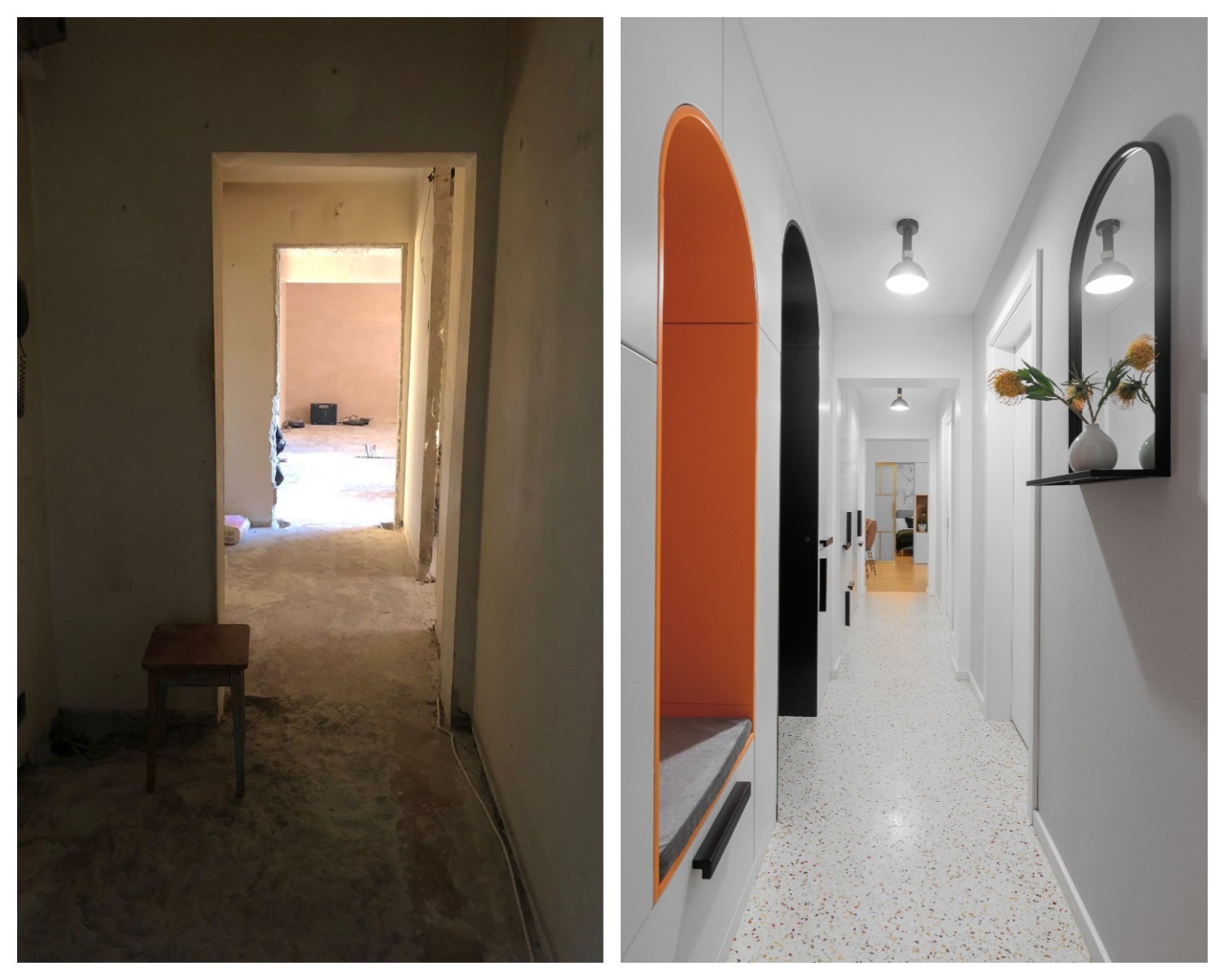 Amenajare Hol Lung și îngust - before and after