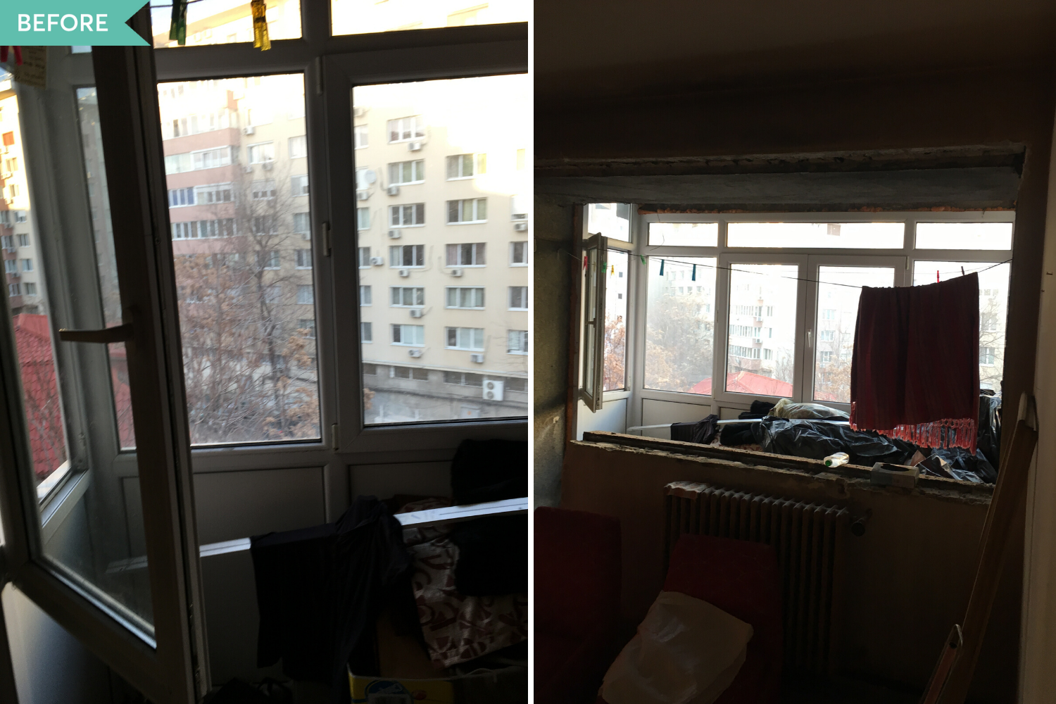 Renovare terasa apartament vechi - inainte - arh. Cristiana Zgripcea