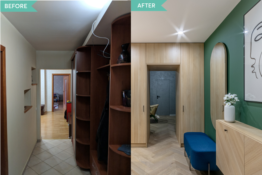 Before and after - amenajare hol si living in stil contemporan - Craftr