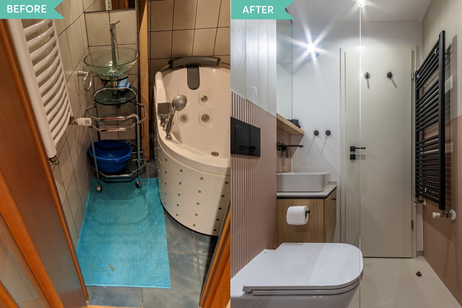 Before and after - renovare baie roz apartament comunist- Craftr (1)