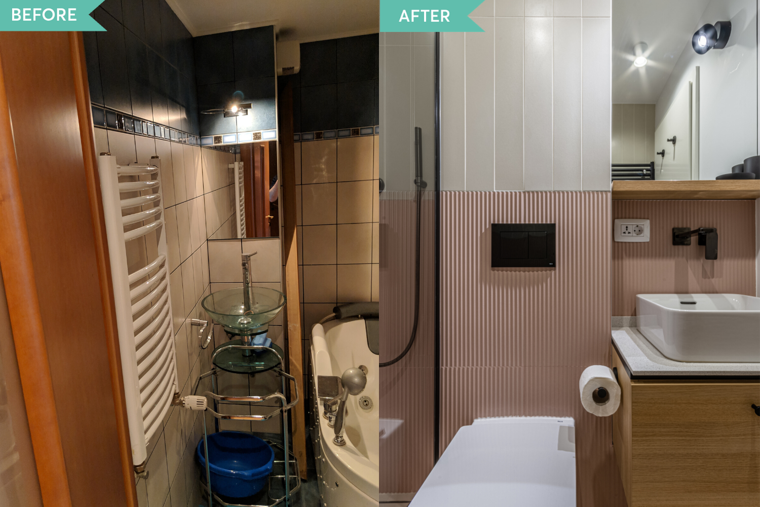 Before and after - renovare baie roz apartament comunist- Craftr (3)