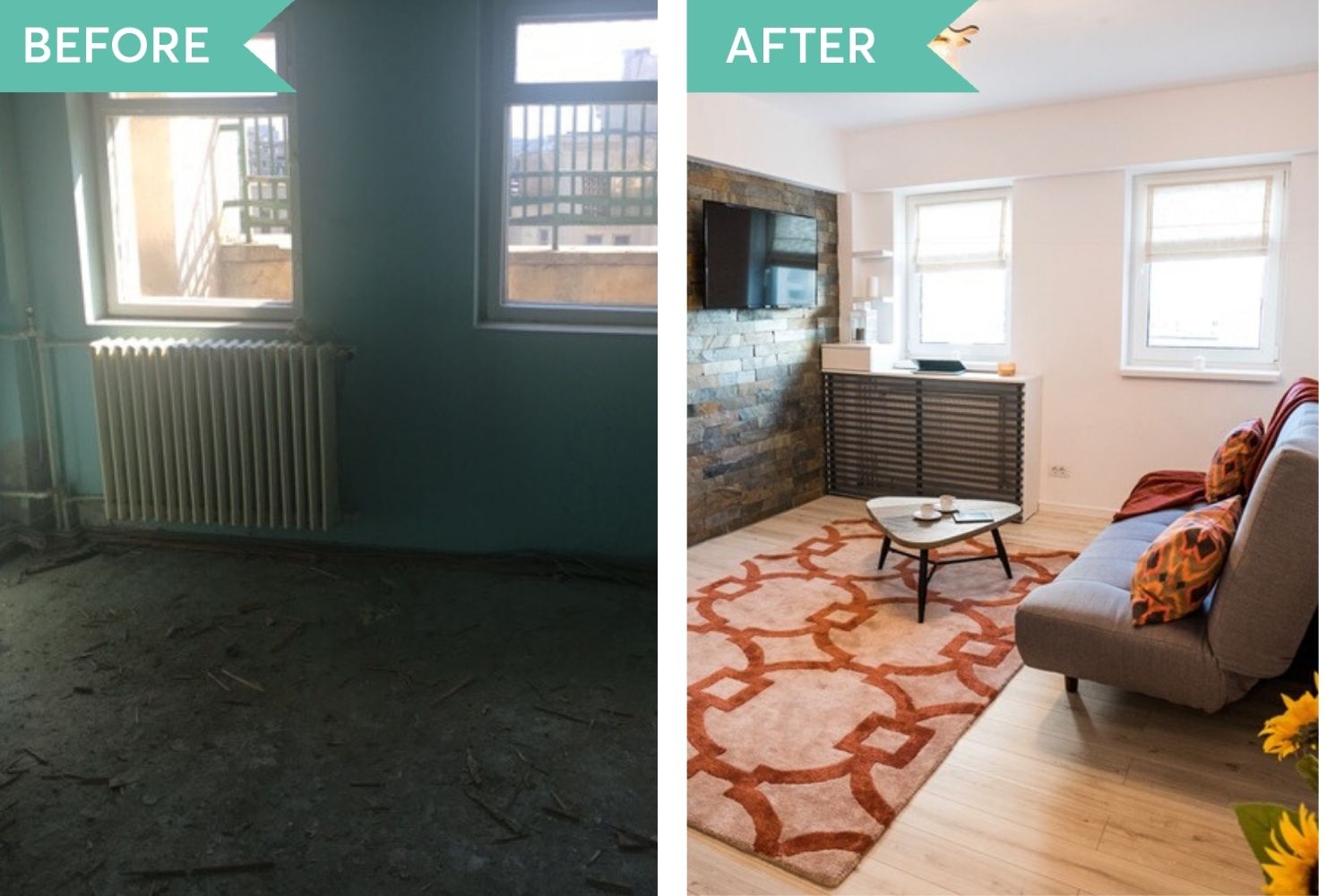 amenajare before and after living