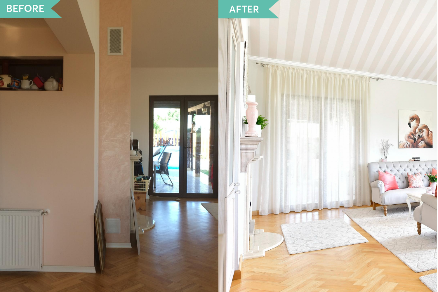 Before and after - renovare living clasic casa Targu Mures - Simona Ungurean (3)