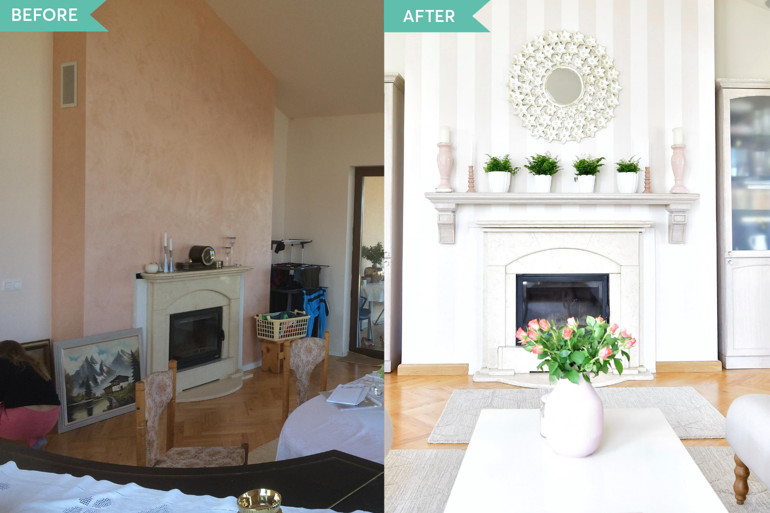 Before and after - renovare living in stil clasic cu semineu - Targu Mures - Simona Ungurean (1)