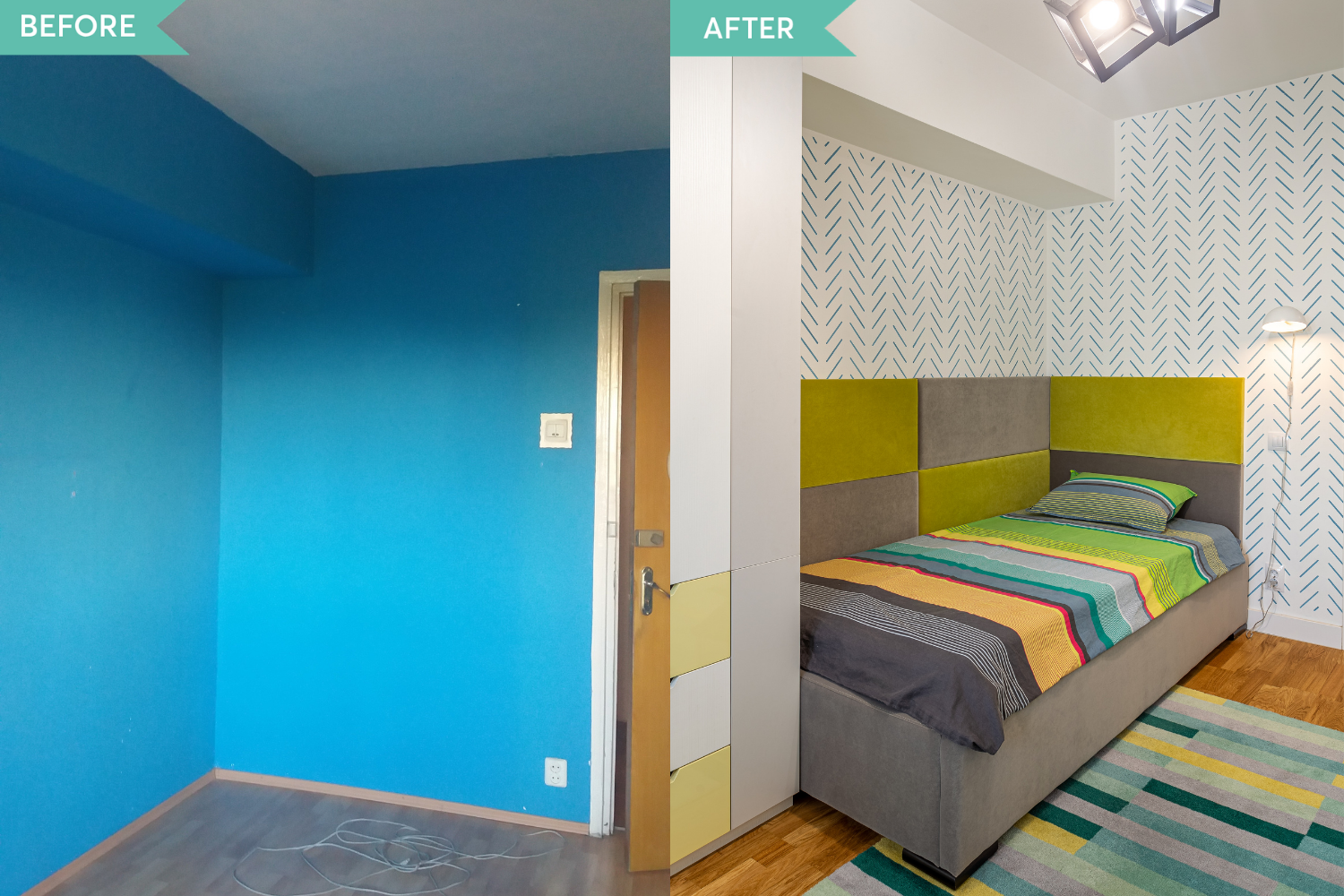 Amenajare Drumul Taberei - before and after - arh. int. Cristina Micu - dormitor baiat (1)