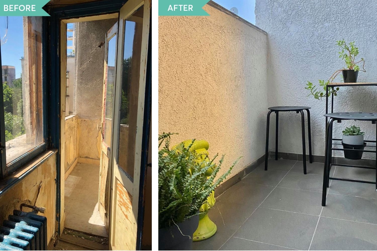 before after balcon apartament vechi centru bucuresti