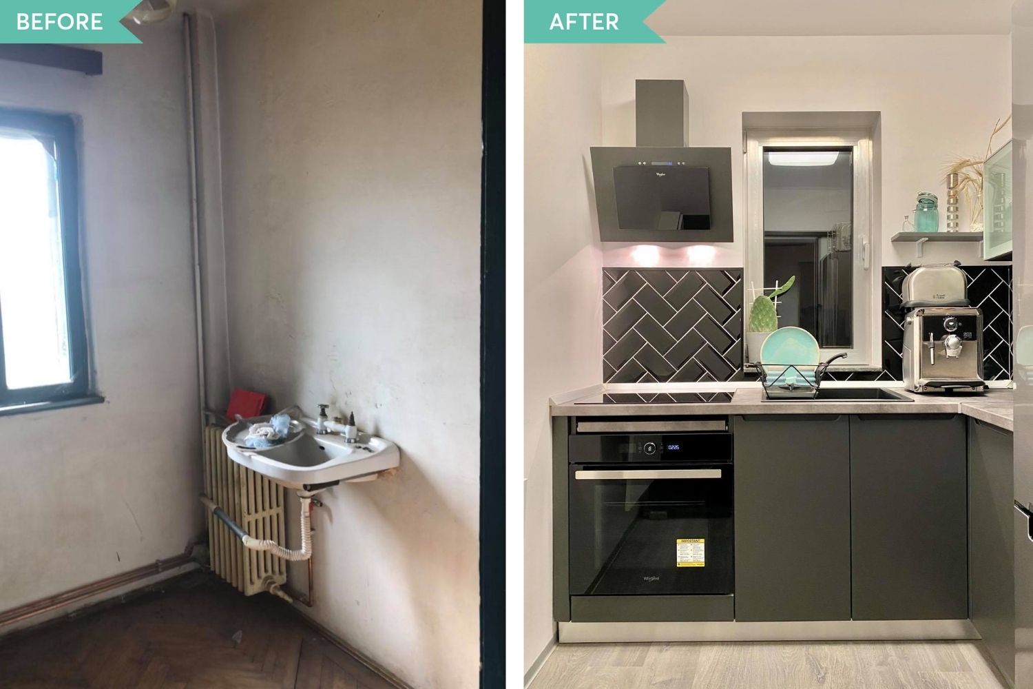 before after bucatarie apartament centru bucuresti