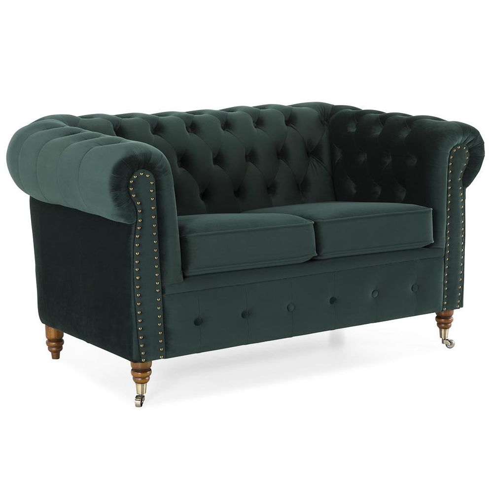 canapea catifea verde chesterfield vivre
