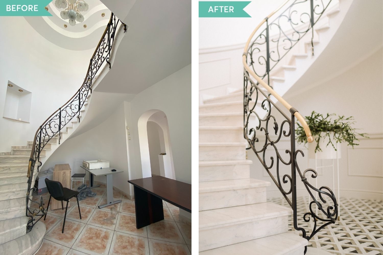 before after scara marmura casa targu mures