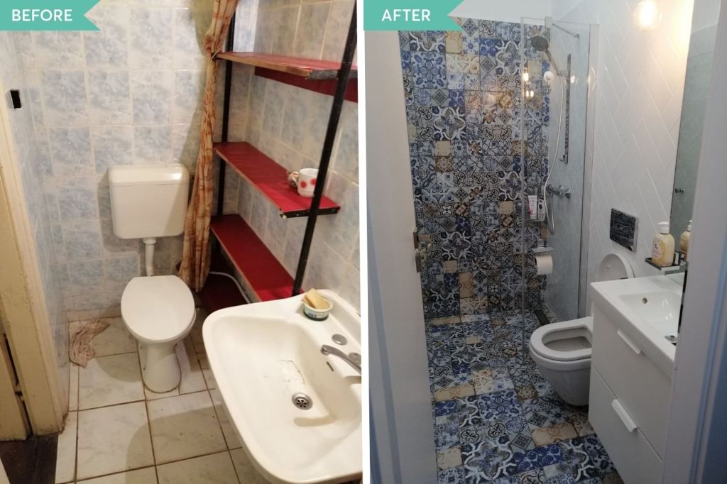 before and after baie garsoniera timisoara