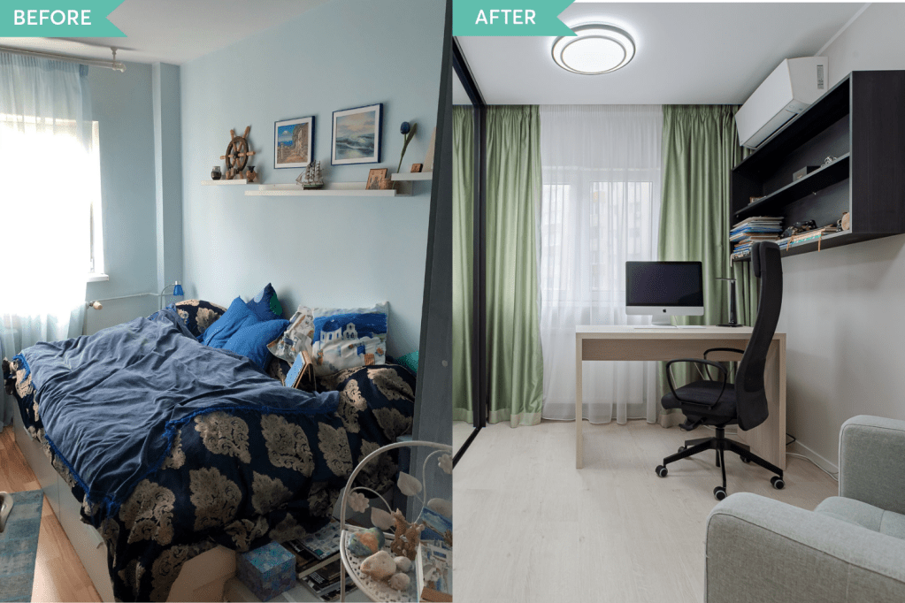 Renovare birou apartament Bucuresti - before and after - Cristiana Zgripcea