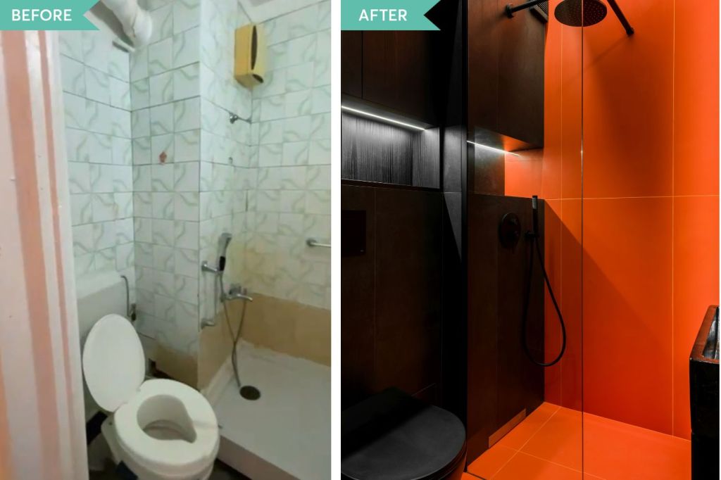 before after baie toaleta