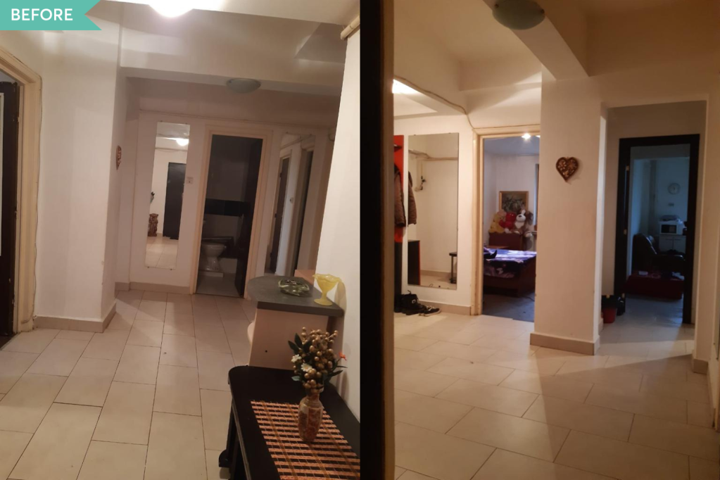 Before and after - Renovare hol Cotroceni - arh. Andra Bica - Kanso (2)