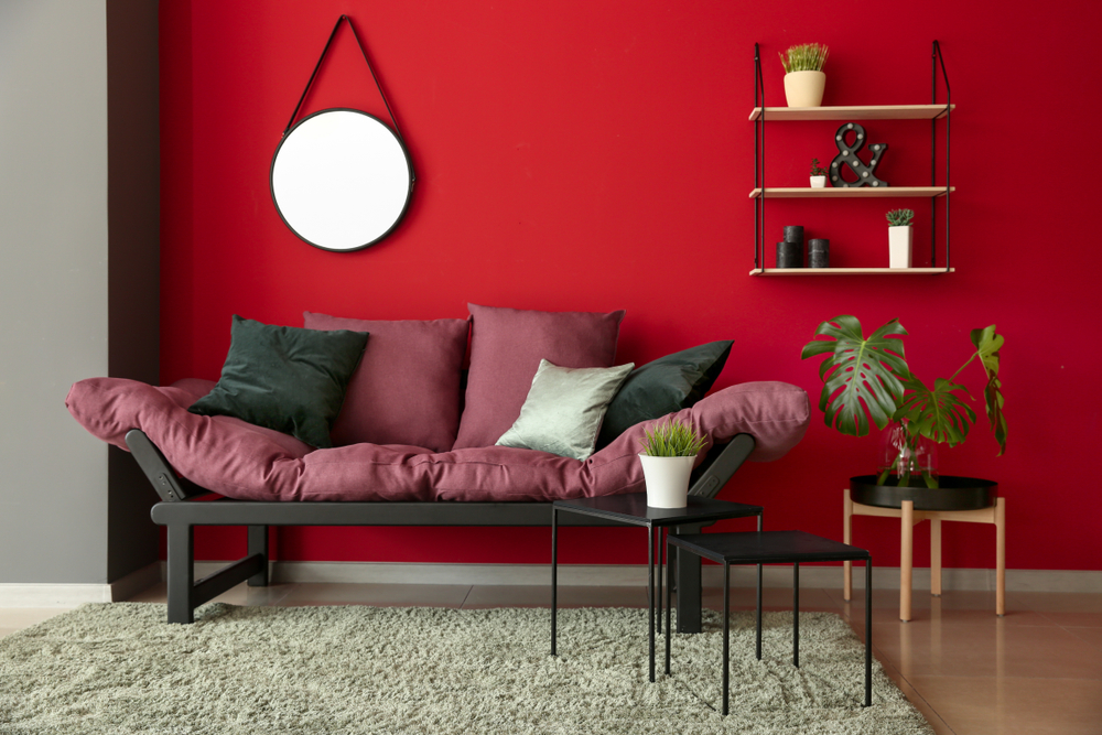 amenajare living perete rosu feng shui